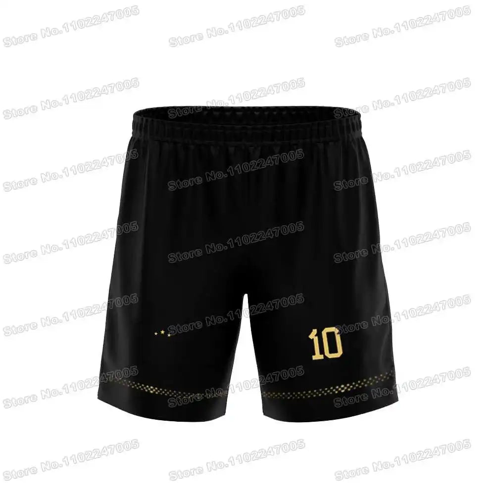 Argentina Flag Black Gold DIY Football Shirt Custom Name Sports Neck Number 10 Jersey Fitness Running Hiking GYM Training Top