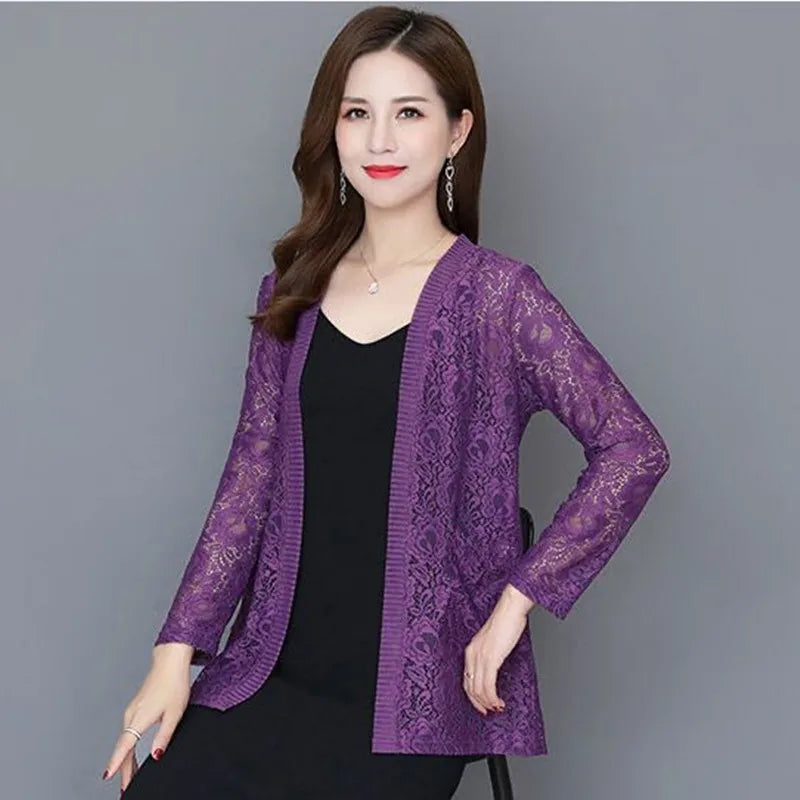 Spring Summer Women Cardigan Long Sleeve Female Cardigans Women Lace Jacket Ladies Shawl Outerwear