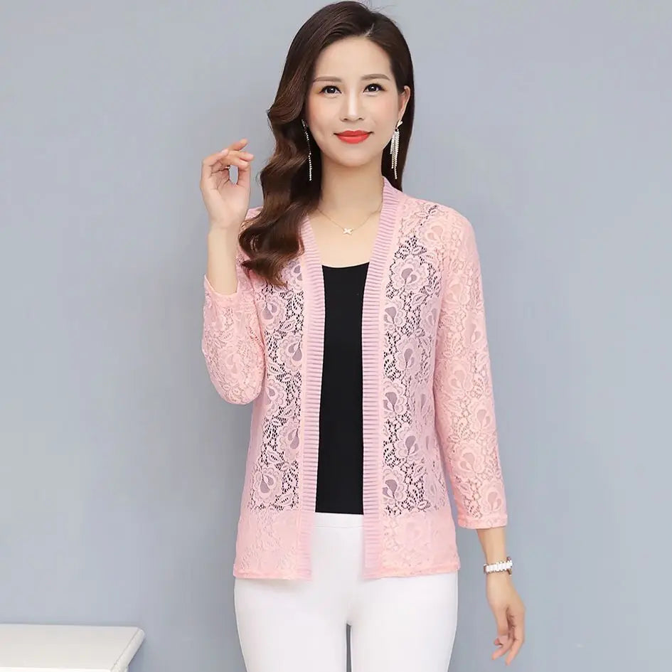 Spring Summer Women Cardigan Long Sleeve Female Cardigans Women Lace Jacket Ladies Shawl Outerwear
