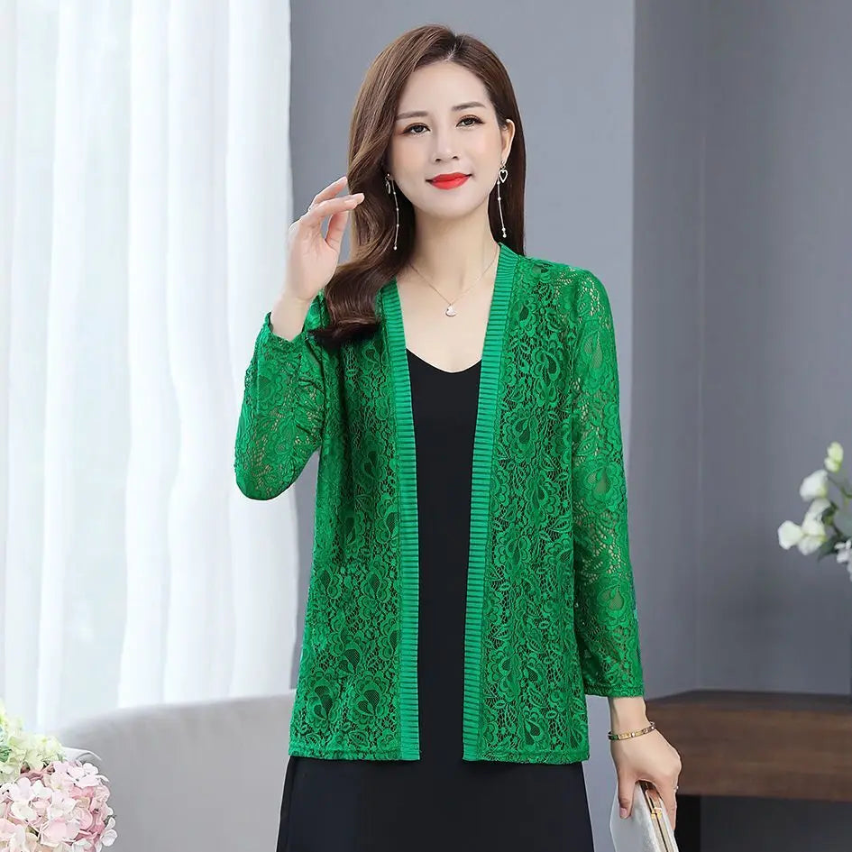 Spring Summer Women Cardigan Long Sleeve Female Cardigans Women Lace Jacket Ladies Shawl Outerwear