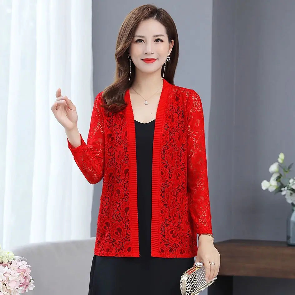 Spring Summer Women Cardigan Long Sleeve Female Cardigans Women Lace Jacket Ladies Shawl Outerwear
