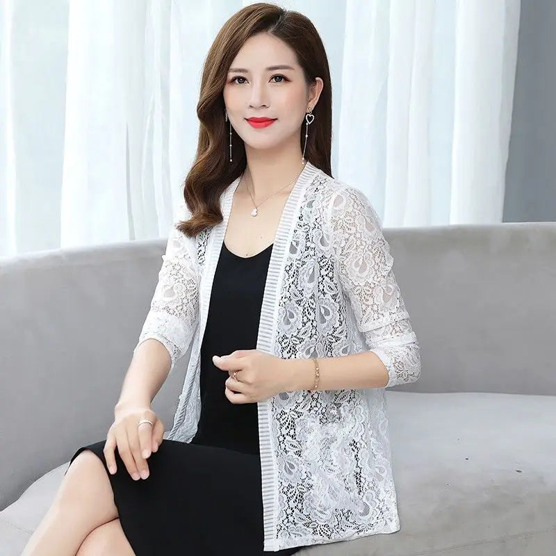 Spring Summer Women Cardigan Long Sleeve Female Cardigans Women Lace Jacket Ladies Shawl Outerwear