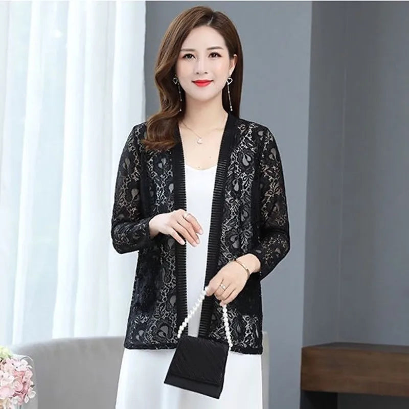 Spring Summer Women Cardigan Long Sleeve Female Cardigans Women Lace Jacket Ladies Shawl Outerwear