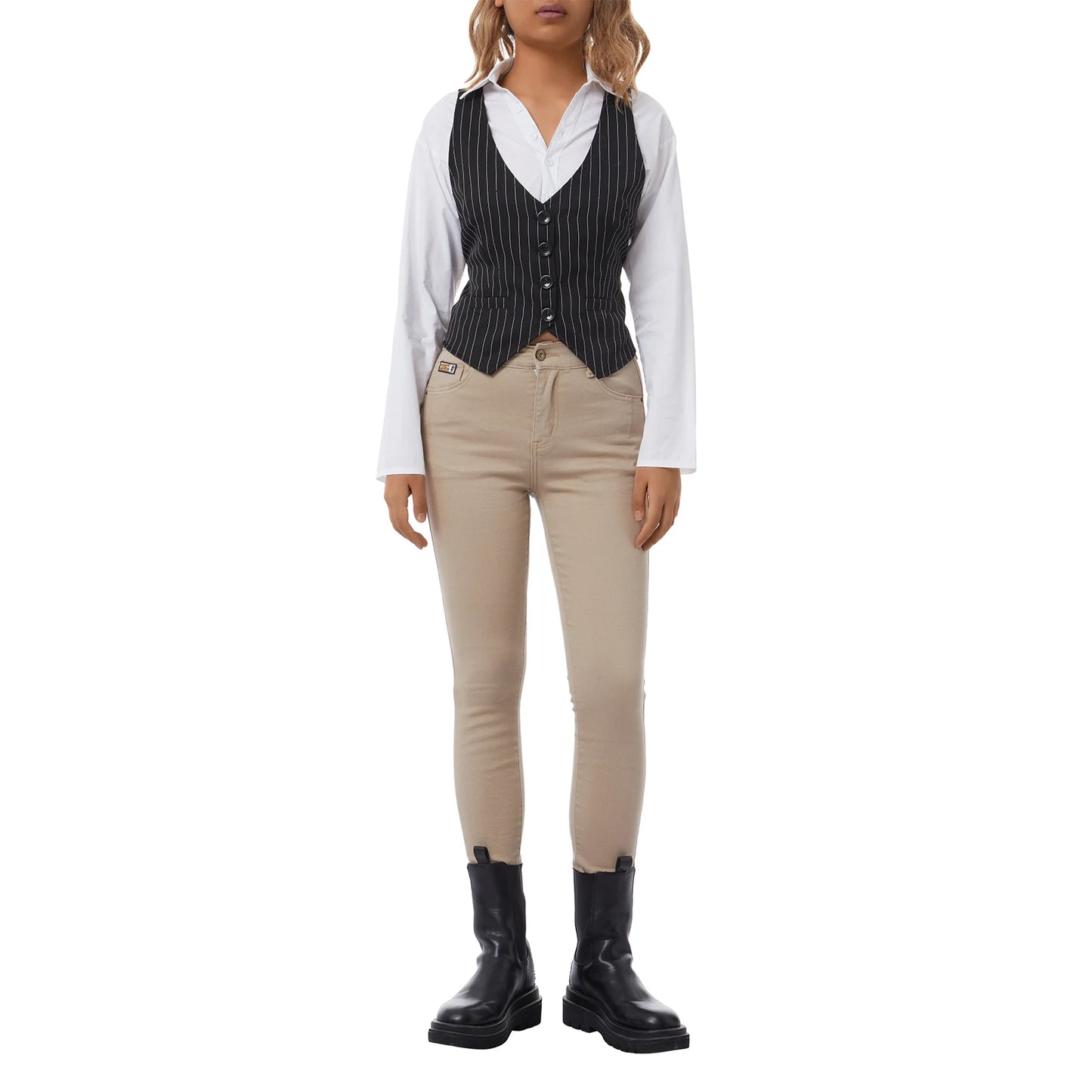 Women's Waistcoat 2024 Solid Color/ Striped V-Neck Sleeveless Slim Vest Fashion All-match Coat Female Clothes