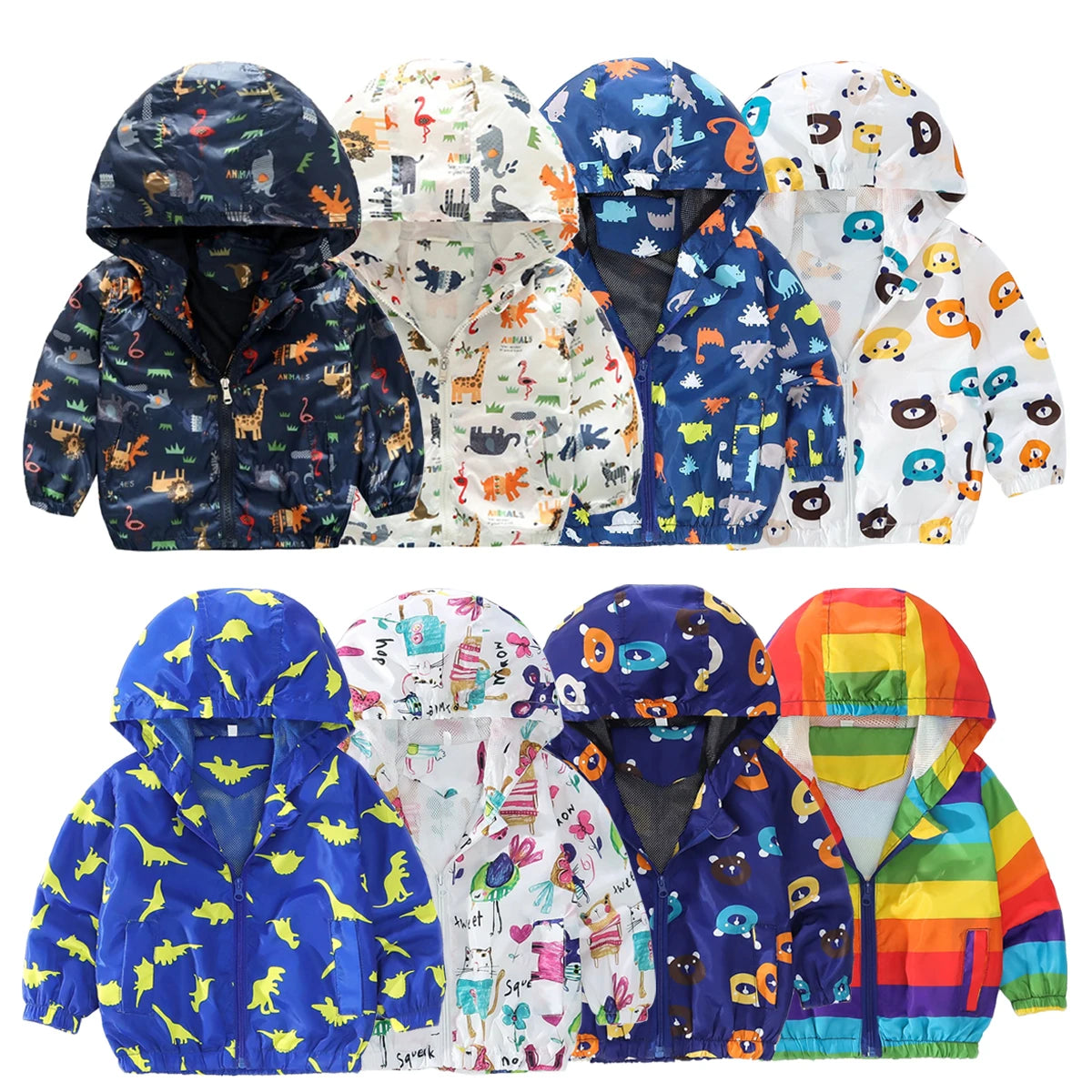 Spring and Autumn New Cartoon Animal Hooded Baby Coat Boys and Girls Long Sleeve Jacket Fashion Children's Clothing