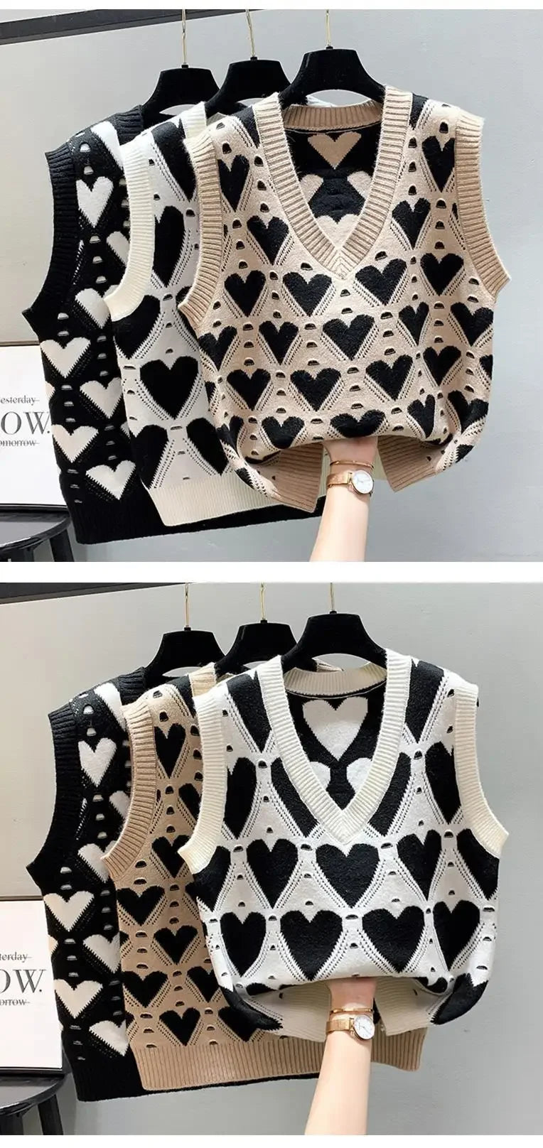 Fashion Women Vest Autumn Outerwear 2024 New Knitted Women's Autumn and Winter Sweater Korean Style V Collar Coat