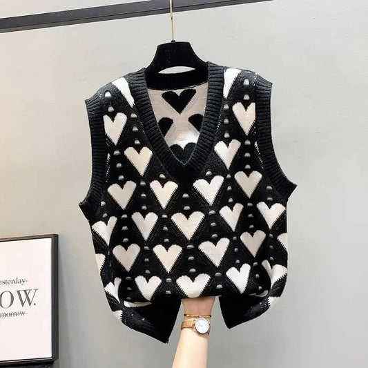 Fashion Women Vest Autumn Outerwear 2024 New Knitted Women's Autumn and Winter Sweater Korean Style V Collar Coat