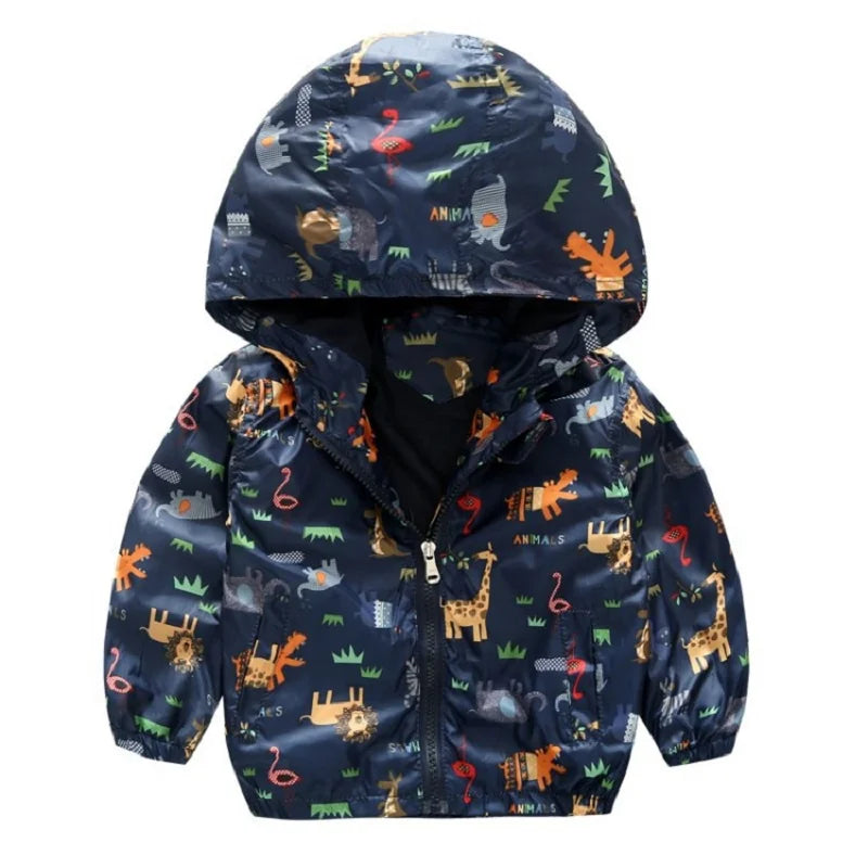 Spring and Autumn New Cartoon Animal Hooded Baby Coat Boys and Girls Long Sleeve Jacket Fashion Children's Clothing