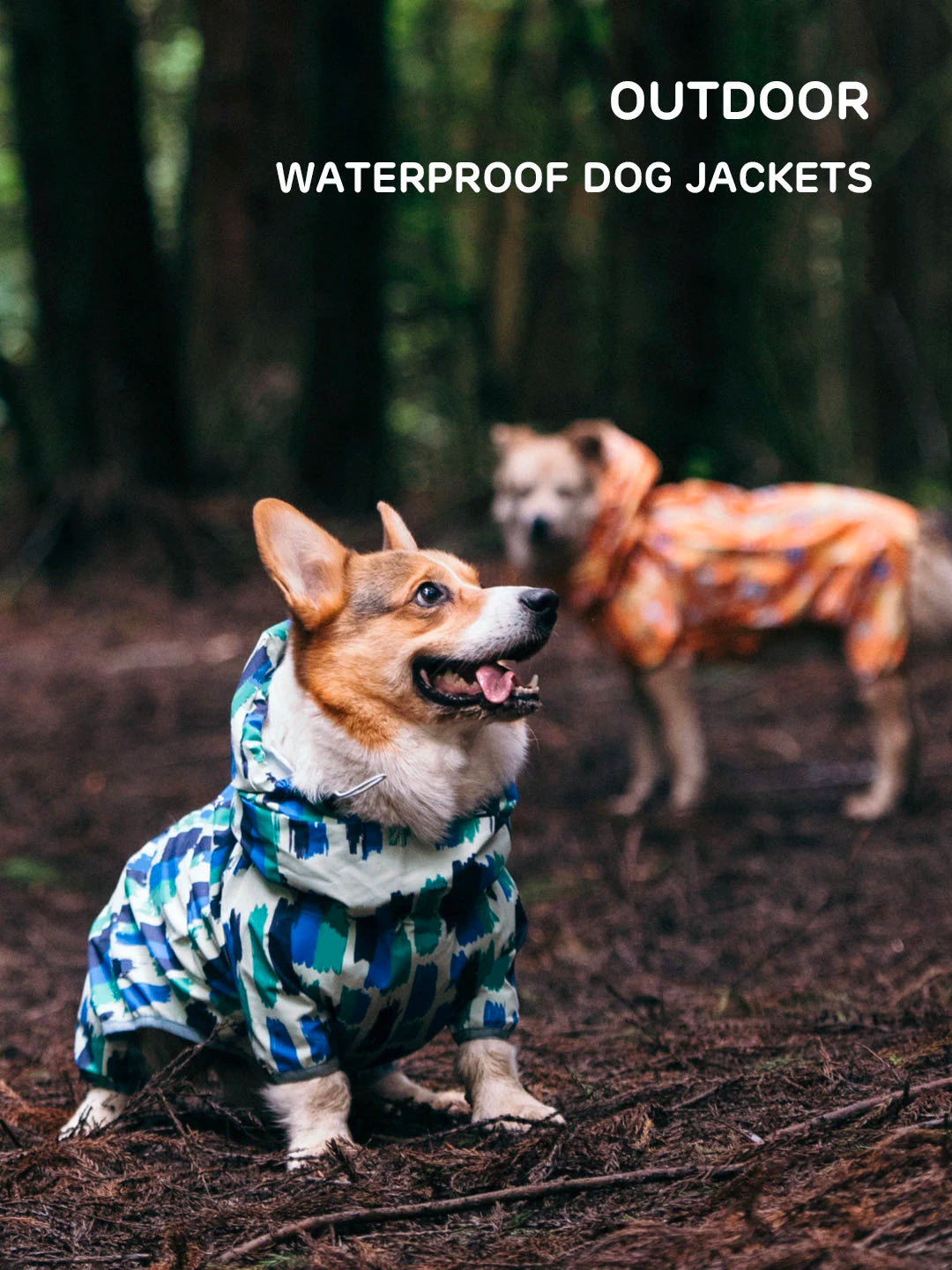 Waterproof Dog Raincoat Full Body-Covered Pet Rain Coat with Cuttable Belly Full Prints Outdoor Rain Jacket for Medium Large Dog